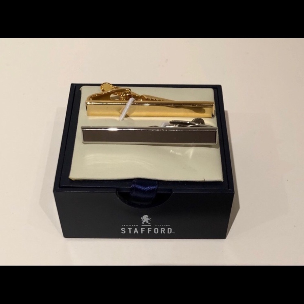 Two Stafford Tie Clips in Gold & Silver